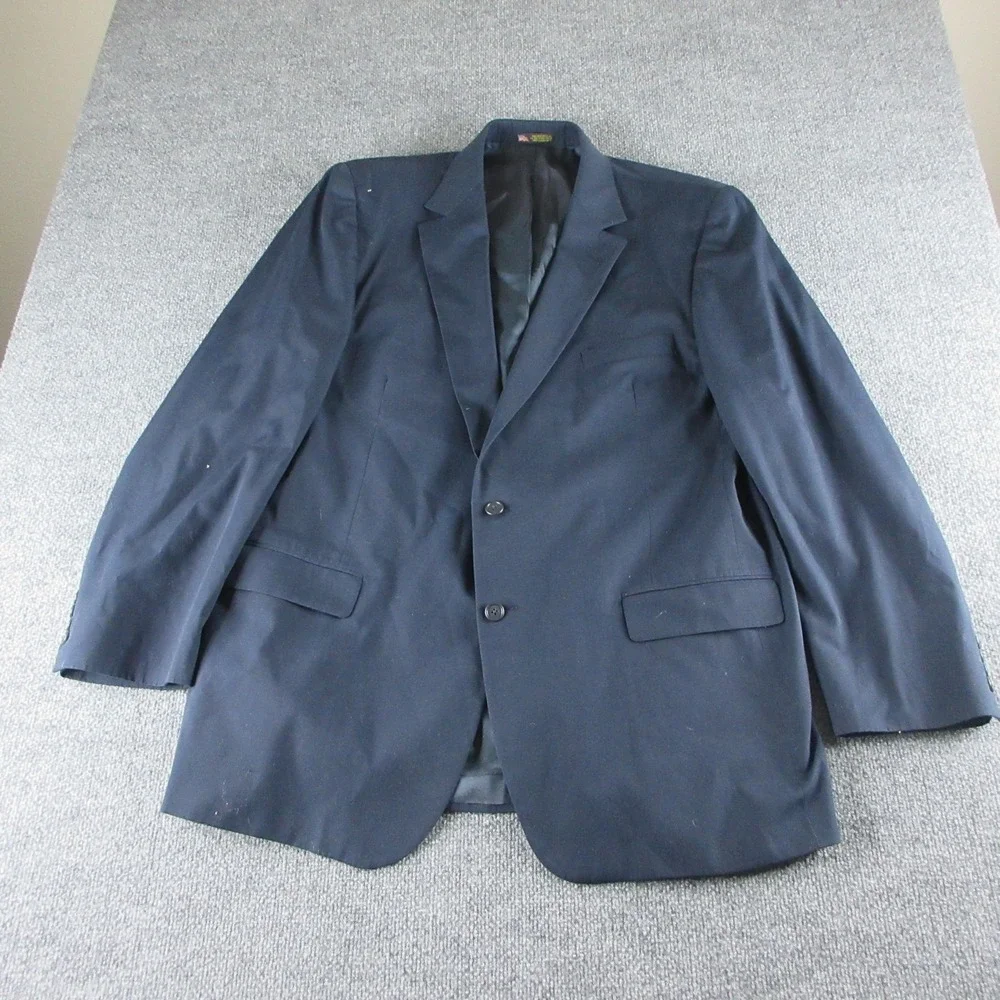 Perlis Suit Mens 48XL Blue Blazer Sport Coat 42x34 Pants 2 Button Career